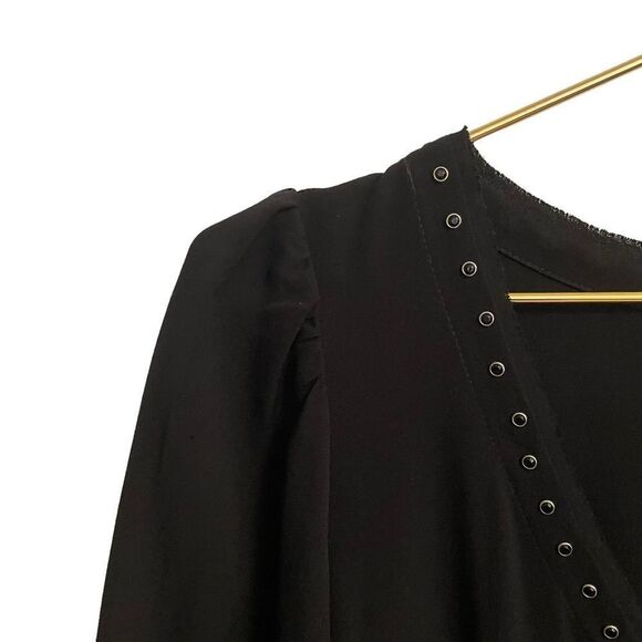 Zadig & Voltaire Deluxe Black Silk Studded V Neck Dress Size MED - Picture 4 of 8